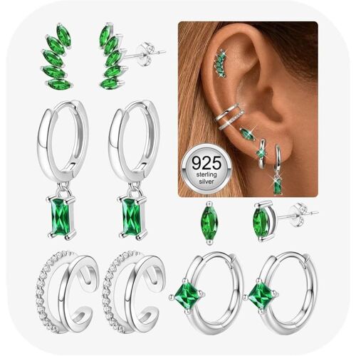 Kal-Paires Boucles D'oreilles Femme Argent 925 Plaquée Or 14k Créoles Argent Boucles D'oreilles Zircon Piercing Oreille Cartilage Petites Boucles D'oreilles Femme Or Pour Piercings Multiples