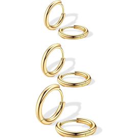 SJBAUTYO 5 Paires Acier Inoxydable Boucles D’Oreilles Anneau Homme Femme Boucles D Oreilles Créole Argent, Petite