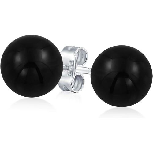 Kal-Grandes Boucles D'oreilles Clous En Perles Rondes De 10mm En Pierres Précieuses Naturelles En Argent Sterling .925 Pour Femmes Et Adolescentes - Variété De Pierres De Naissance