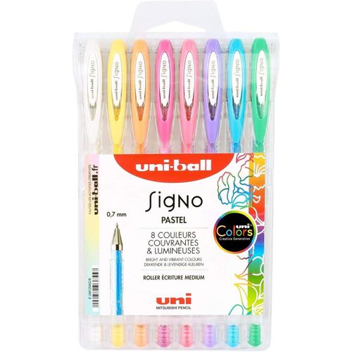 Asfasfq-Uni-Ball Mitsubishi Pencil - 8 Stylos Rollers Encre Gel Signo - Stylos Couleurs Pastel - Pointe 0,7 Mm - Écriture Medium - Rollers Fantaisie Pour Loisirs Créatifs Et Carterie