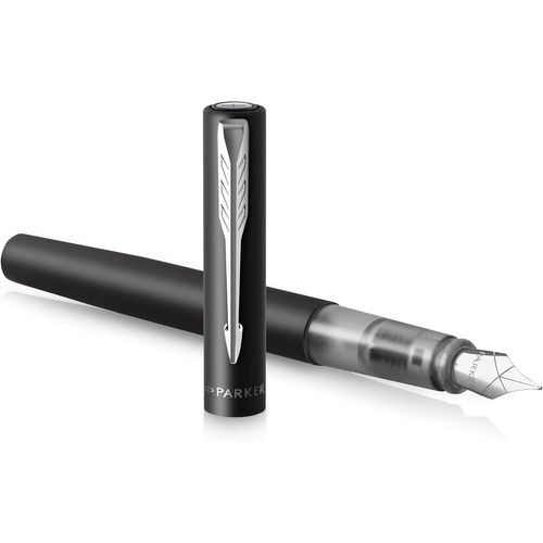 Stylo Plume Vector Xl | Laque Noire Métallisée Sur Laiton | Plume Moyenne Avec Recharge D'encre Bleue | Coffret Cadeau