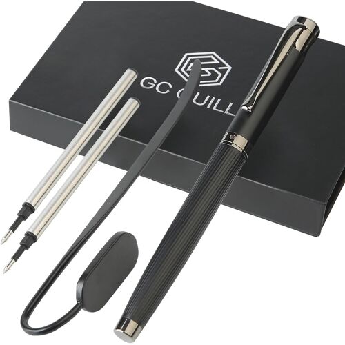 Gift Set With 2 Black Ink Refills And Metal Bookmark,Cute Writing Pen And Diary Pen Elegant Gift For Men Women Mueu-30