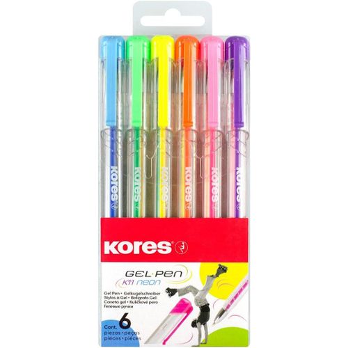 Letnerny-K11 Stylos À Encre Gel Fluo De Couleur, Pointe Moyenne 0,8 Mm, Encre Gel Pour Une Écriture Fluide, Forme Triangulaire Ergonomique, Paquet De 6 En Couleurs Fluo Assorties