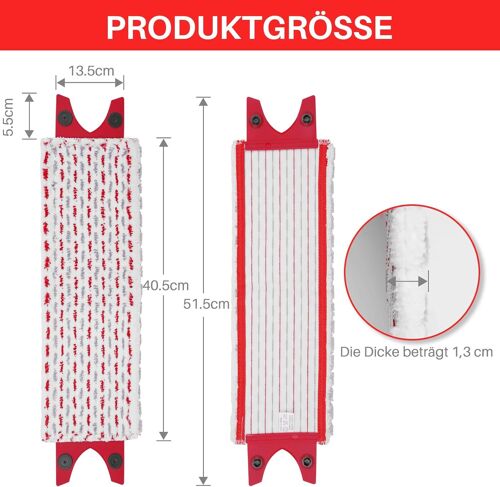 Vileda Ultramax XL Replacement Mop Pads for Vileda Ultramax XL 51.5 x 13.5 cm Microfibre Cloth for Stain Removal Floor Cleaning 80% Polyester 20% Polyamide (Pack of 6)
