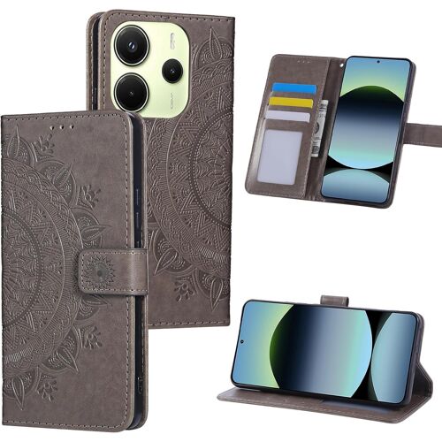 KAL-Coque Pour Xiaomi Redmi Note 14 4G Gris,Housse En Cuir Premium Flip Case Portefeuille Etui Avec Stand Support Et Carte Slot Xiaomi Redmi Note 14 4G - Gris