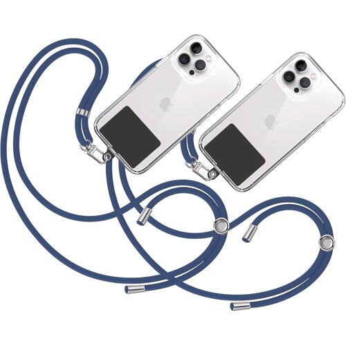KAL-X Cordon Collier Laniere Portable Universel [Bleu Foncé] Avec Patch De Fixation Et Sangle De Suspension Amovible Réglable Résistante Compatible Avec Toutes Les Téléphones Mobiles Smartphones