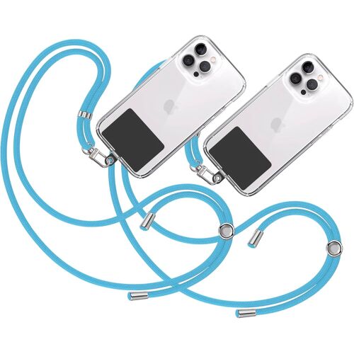 KAL-X Cordon Collier Laniere Portable Universel [Bleu Clair] Avec Patch De Fixation Et Sangle De Suspension Amovible Réglable Résistante Compatible Avec Toutes Les Téléphones Mobiles Smartphones