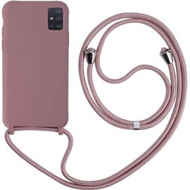Coque Compatible Avec Samsung Galaxy A41,Collier Pour Étui Colliers De Cellulaire Mince Antichoc Réglable Lanyard Case-Couleur Lotus