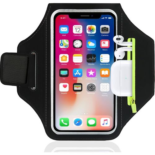 JGD-Brassard Téléphone Sport pour Course à Pied - Étui Portable Réglable et Respirant pour Smartphone Up to 6.8"", Anti-Dérapant Léger pour Running, Fitness(Noir)