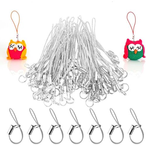 50 Pièces argent Téléphone Chaîne,Sangle Cordon Téléphone Portable Simple,Boucles Charme Téléphone Portable avec Mousqueton,Sangle Téléphone Portable Cordon pour Pendentifs Porte-clés.[U302]