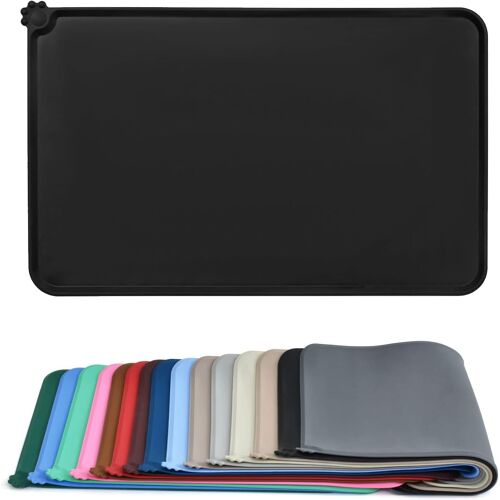 1 Tapis De Nourriture Pour Chien Chat En Silicone Étanche - Aucune - Tapis De Bol Pour Animal De Compagnie Antidérapant - Noir