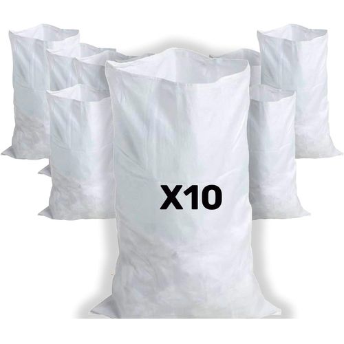 KALANKA-- 10 Sacs à Gravats, 55 x 95cm, 55kg, Résistant et Réutilisable, En polypropylène tissé blanc, Sable, Terre, Gravier, Jardinage, Chantier, Dechets constructions