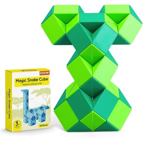 Serpent Magique, 48 Pièces Magique Cube de Serpent Casse-tête Cadeaux de Fête, Jouets Créatifs Magic Ruler Twist Puzzle Snake Cube pour Enfants/Adultes (Vert)