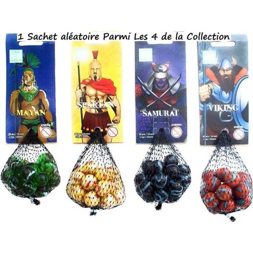 Billes et Calots - Warriors - Sachet de 20 Billes + 1 Calot - Pour Enfants - Mixte - 4 ans et plus