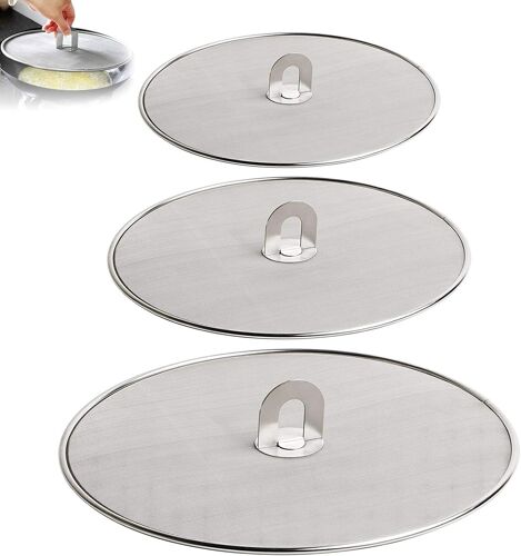 Subzonal-3 Pièces Écran Anti-Projections De Graisse Pour Poêle Couvercle Anti Projection En Acier Inoxyable Protection Anti-Éclaboussures En Acier Inoxydable Pour Poêle À Frire De Cuisine 33cm 29 Cm