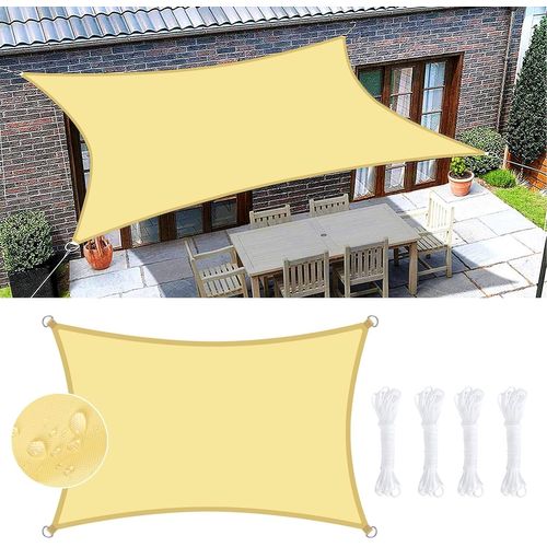 Checarzhn--No1-Voile D'ombrage Rectangulaire,3 X 4m Toile Ombrage,Imperméable Toile Ombrage Uv Protection Pour Terrasse, Balcon, Pelouse, Jardin, Fête, Activités De Plein Air Avec Corde