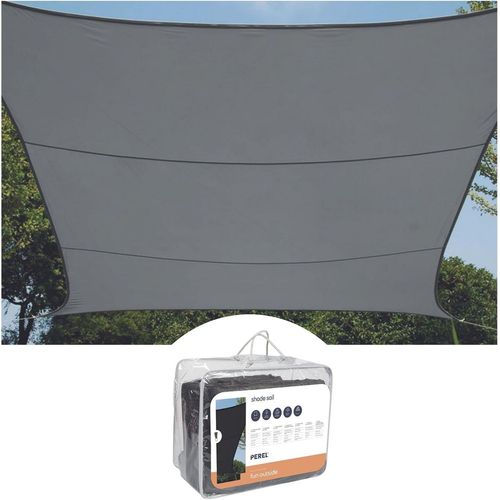 CHECARZHN--NO1-Voile D'Ombrage, Toile Ombrage, Toile Extérieure Terrasse, Perméable, Respirant, Protection Contre Uv, 4 Anneaux En O En Acier Inoxydable, 3.6 X 3.6 M, 180 G/M², Pehd, Carré, Gris Fonc