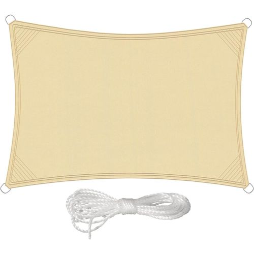 Checarzhn--No1-Voile D'ombrage Rectangulaire 4x3m, Pes Imperméable Matériel | Indéchirable Toile Ombrage, Voiles D'ombrage Pour Patio, Terrasse, Balcon, Jardin(Beige | Avec Corde)
