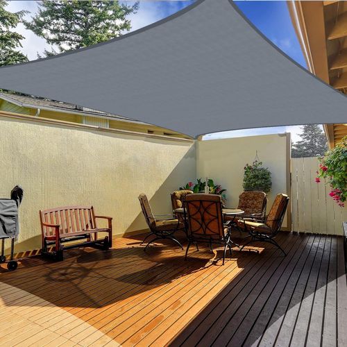 Checarzhn--No1-Voile D'ombrage Rectangulaire 3x4m Gris Voile De Soleil Imperméable Une Protection Des Rayons Uv À 95% Pour Extérieur Terrasse Jardin Camping Fête Piscine Avec Cordes