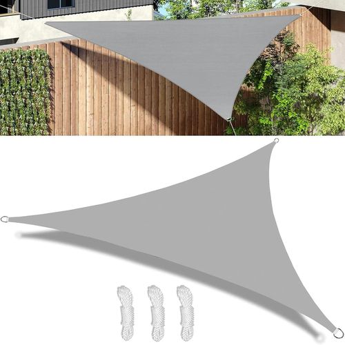 Checarzhn--No1-Voile D'ombrage Triangulaire 2.5x2.5x3m En Hdpe Respirant Avec Protection Uv - Filet Pare-Soleil Pour Jardin, Terrasse, Balcon, Patio(Gris)