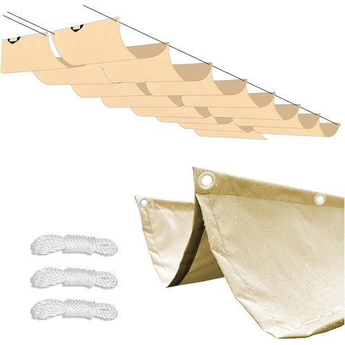 Checarzhn--No1-Voile D'ombrage Rétractable, 1 X 5 M, Réglable, Enroulable, Imperméable, Protection Solaire, Pergola, Extérieur, Avec ?illets Et Corde, Pour Terrasse, Terrasse, Cour, Véranda, Tonnelle