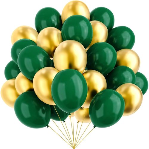 TEPPC-Lot de 67 ballons verts et dorés de 30,5 cm, métallisés et vert foncé pour anniversaire, remise de diplôme, Saint Patrick, fête prénatale, décoration de fête de la jungle