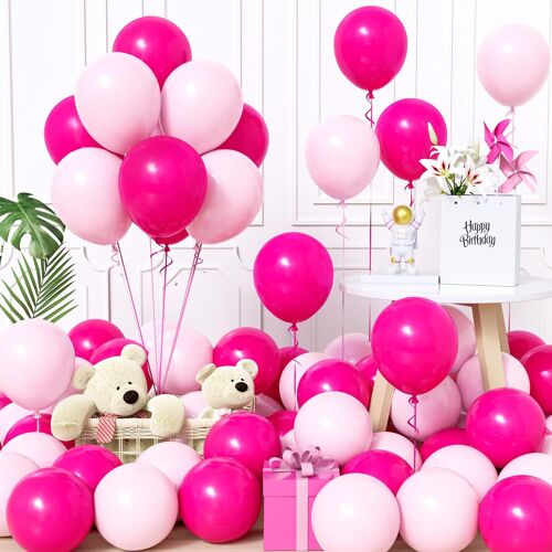 Ballons Rose Rouge Et Rose, 60Pièces 12Pouces Ballon Pastel Macaron Rose Femmes Fille Princesse Baby Shower Anniversaire Mariage Proposition Valentin Nuptiale Douche Graduation Décorations