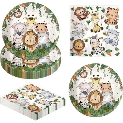 Lot De 40 Assiettes Jetables + 20 Serviettes En Papier Pour Fête Prénatale, Fête D'anniversaire, Fête D'anniversaire