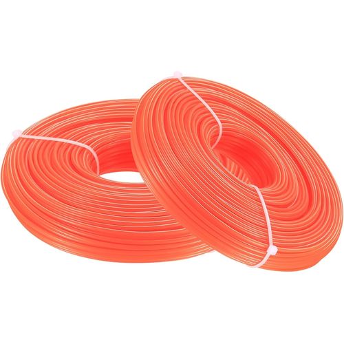2 Rolls of Edge Cutting Thread,2 mm x 50 m Strimmer Wire,Brush Cutter Wire,Nylon Wire for Edging Trimmer,Grass Trimmer Line,Orange,100 Metres Total