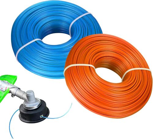 MEVRONISSHOP-2 Pcs Fil de Coupe pour Debroussailleuse, 60 m x 1,65 mm Fil en Nylon pour Coupe-Bordure, Fil de Nylon pour Débroussailleuse, Ligne de Coupe Bordures électriques(60 m x 2 Pièces)