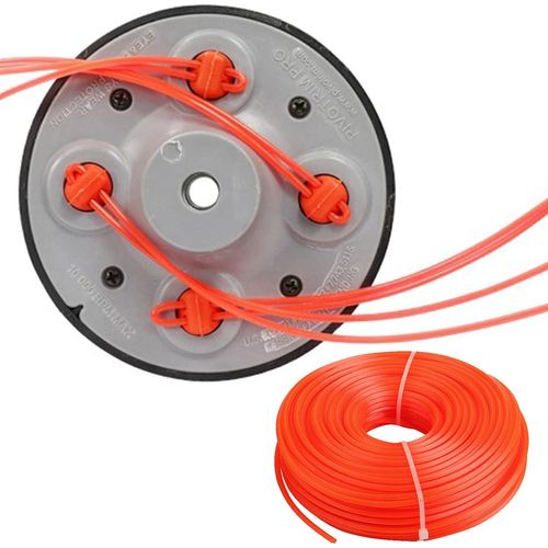 Tête de débroussailleuse Universelle en Aluminium, M10 x 1,25 Gauche - Ensemble de Fixation pour débroussailleuse - Accessoires électriques pour Jardin, pelouse avec Fil de Coupe de 15 m