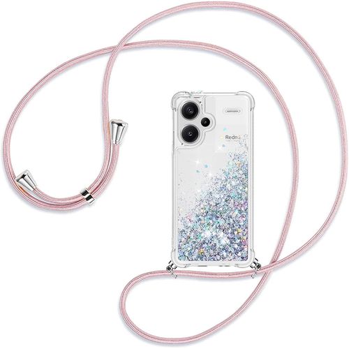 KAL-Coque Compatibles Xiaomi Redmi Note 13 Pro Plus 5G Avec Cordon, Paillette Étui Pour Transparent Coque Téléphone Avec Lanière Réglable, Pour Xiaomi Redmi Note 13 Pro Plus 5G Coque Pour Femme