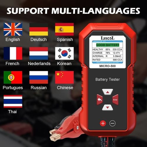 Testeur De Batterie De Voiture Lancol Micro 500 12 V Lithium Batterie Test Lead Acid Battery Analyzer System Test 40-3000 Cca Led Display