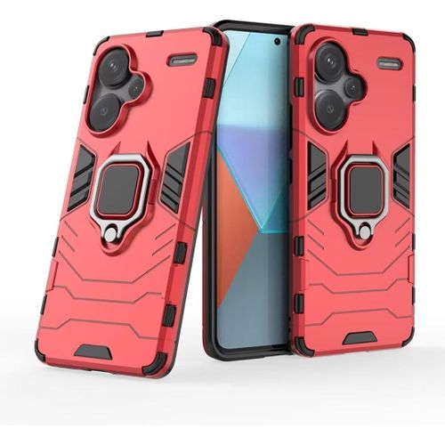 KAL-Coque Armor Pour Xiaomi Redmi Note 13 Pro Plus 5G (Pro+), Housse Tpu+Pc Antichoc Avec Anneau Béquille - Rouge