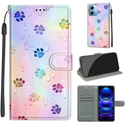 KAL-Coque Pour Xiaomi Redmi Note 12 5G (Pas Pour 4G) / Poco X5 5G Étui, Avec [Fentes Pour Cartes] [Magnétique] Flip Case Antichoc Portefeuille Etui Compatible Xiaomi Redmi Note 12 5G / Poco X5 5G