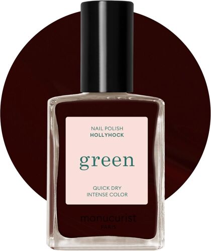 Green Vernis ¿¿ Ongles Rouge Noir Hollyhock - Vernis ¿¿ Ongles Classique 9-Free, Vegan Et Bio Sourc¿¿ - Effet Manucure Professionnelle - Vernis - Vernis Ongles - Nail Polish - 15ml 