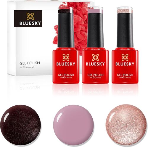 Ensemble De Vernis À Ongles En Gel , Déclaration Rose, Dark Burgundy A007, Musk Pink A044, Vous Êtes Un Gem Platinum 20, 3 X 5 Ml, Rouge, Paillette Rose (Nécessite De Currir Uvp)