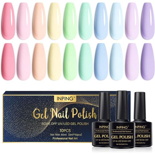 Vernis Semi Permanent Pastel,10 Couleurs Macaron Rose Jaune Vert Bleu Violet Vernis Gel Uv Semi Permanent,Printemps D'été Vernis À Ongles Pour Débutant Diy Nail Art, 8 Ml 
