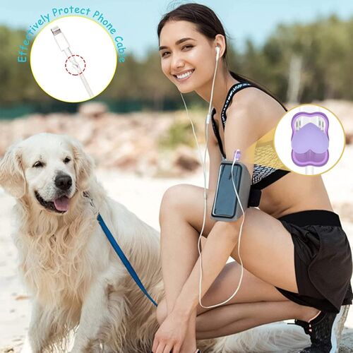 Forme de Onde Mignonne de Série de Protecteurs de Câble avec Joli Motif de Coeur 3D pour Chargeur d'iPhone,Chargeur Saver Protecteur de Câble,Chargeur Protege Câbles Jolies DIY pour iPhone [Violet]