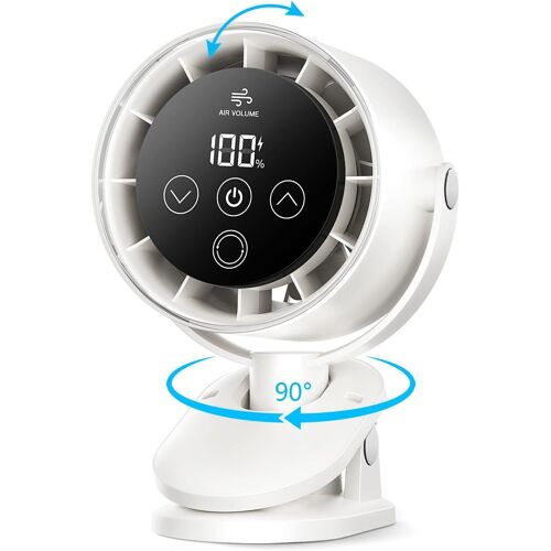 Mini ventilateur USB avec clip et batterie Petit ventilateur de table portable Rechargeable ecran LED silencieux Inclinaison verticale a 90¡ã et oscillation a 90¡ã Chargement USB Ideal pour
