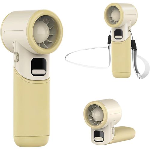 Ventilateur Portable et Manuel [11 h d'Autonomie], Ventilateur Turbo Pliable et Rechargeable avec 5 Vitesses, Affichage de l'État de Charge de la Batterie, Petit Ventilateur Personnel-Kaki