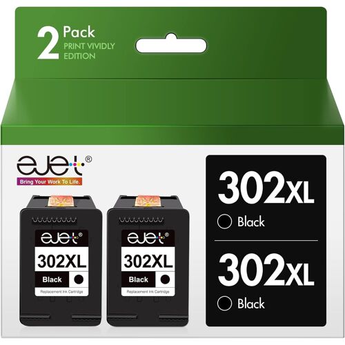 302XL Remanufacturéd Cartouches d'encre pour HP 302 XL pour HP Offic3831 3830 3833 3835 4650 5232 5220 5230 Envy 4520 4521 4524 4527 Deskjet 3630 2130 3630 3634 (Noir,2 Pack)