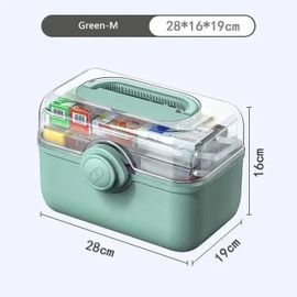 Trousse De Premiers Secours À Médicaments De Grande Capacité À 3 Couches, Boîtes De Rangement Multicouches Fendues, Boîte Médicale Portable En Plastique Pour La Maison-Vert-M 