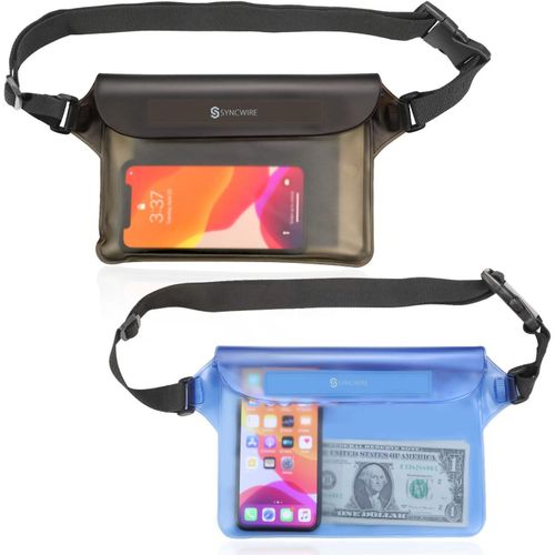 KHKUI-Syncwire Pochette Étanche Téléphone Portable - Lot de 2 - Sacoche Smartphone Imperméable Sac Banane, Banane Waterproof Sangle Réglable, Housse Etanche à Ceinture ¿pour Plage, Nage, Pêche, Kayak
