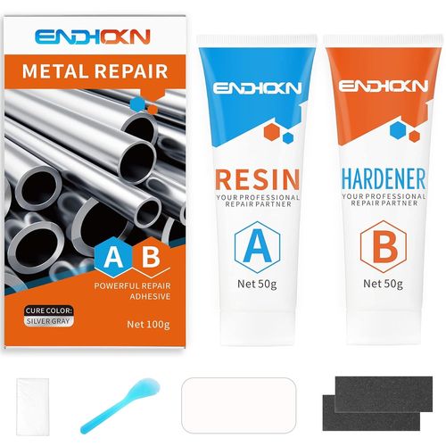 CHECARZHN--NO1-Colle Metal 100G, Bi-Composante De Colle Métallique U Industriel Domestique, Réparation Des Fissures Porosité Pièces Coulées Acier. Colle Forte Et Rapide Pour Métaux Et Autres Matériau