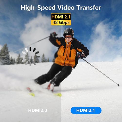 TIANYI-Câble micro HDMI vers HDMI 8K, câble spiralé Ultra HD haute vitesse HDMI vers micro HDMI 2.1, prend en charge 8K 4K 3D et HDR dynamique jusqu'à 48 Gbit/s