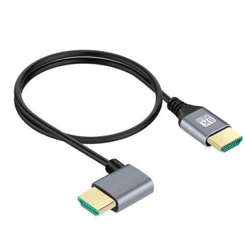 Ultra Mince Hdtv Hdmi 2.1 Câble Mâle À Mâle 8K 4K Hyper Super Super Flexible Cordon Slim À 90 Degrés Type-A À Angle oit Pour Ordinateur Hdtv 50Cm\U2026[Hero3281]