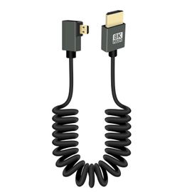 SUBZONAL-8K Câble Micro HDMI à HDMI Court Enroulé à 90 Degrés, Angle Droit 48Gbps Haute Vitesse Micro HDMI2.1 Support 8K@60Hz, Compatible avec les Caméscopes, les Moniteurs (Droite)
