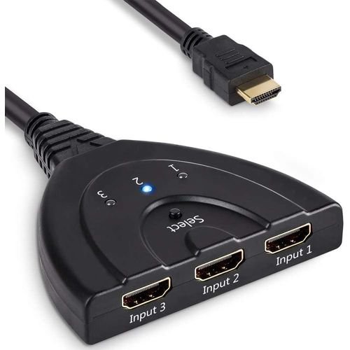 Répartiteur HDMI Switch-Splitter HDMI 4K-Commutateur 3 en 1 Sortie Compatible avec Apple TV,Switch,PS4,X-Box,HDTV,Ordinateur Portable,PC,Console de Jeux et Plus -Distributeur