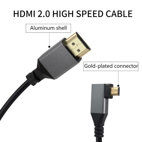 Câble de rallonge UHD 4K Micro HDMI mâle vers HDMI mâle 18Gbps High Speed 2.0 supportant 4K@60Hz,1080p,ARC,3D, extensible jusqu'à 1M/3.3FT